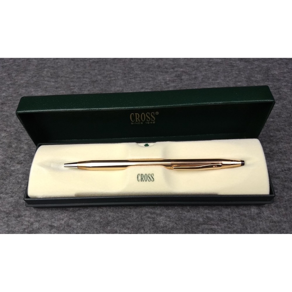 Cross 14K Gold Filled Ballpoint Pen Green Presentation Case Black‎ Ink USA Made